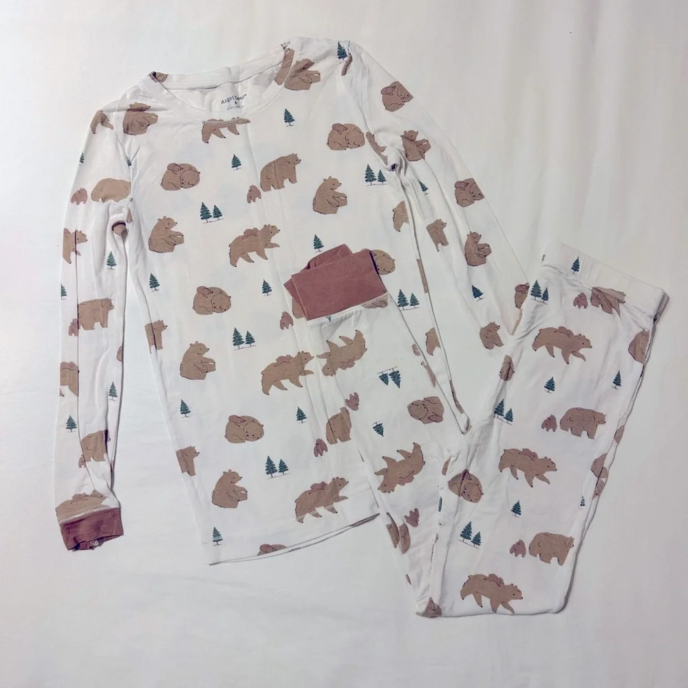 Angel Dear Long Sleeve Pajama Set Brown Bears Size 8